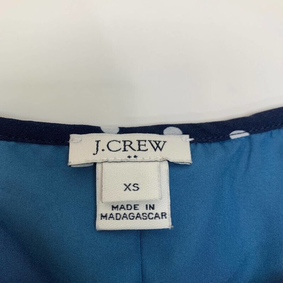 J Crew Size XS Printed Polka Dot‎ Flutter Sleeve Dress Navy Blue Ruffle J0841 - Picture 7 of 10